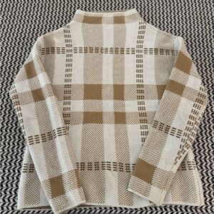 By Design Cream and Brown Knit Sweater